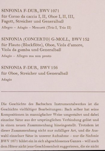 Bach,Johann Sebastian: Sinfonien,BWV 1071,152,156,42,209.., Orbis(74 897), D, 1978 - LP - K831 - 6,00 Euro