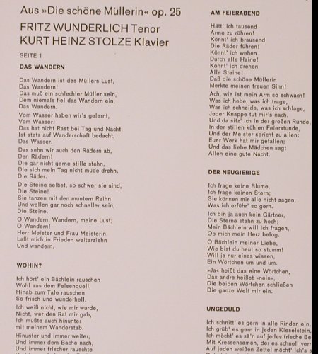 Wunderlich,Fritz: singt Lieder von Franz Schubert, Baccarola(76 257 ZK), D,  - LP - K83 - 6,00 Euro