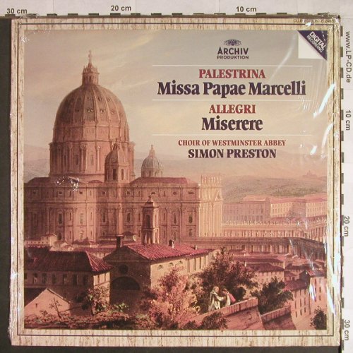 Palestrina,Giovani Pierluigi da: Missa Papae Marcelli, FS-New, Archiv (15 240 5), D,Club Ed., 1986 Typ: LP Best.-Nr.: K841 Preis: 12,50 Euro
