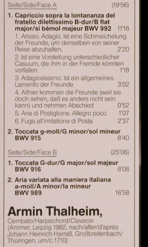 Bach,Johann Sebastian: Cembalowerke,BWV 992,915,916,989, Capriccio, Club Ed. (41 576 0), D,Foc, 1984 Typ: LP Best.-Nr.: K846 Preis: 7,50 Euro