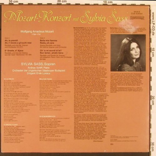 Mozart,Wolfgang Amadeus: Mozart-Konzert mit Sylvia Sass, Pandora (32 131 5), D, m /vg+, 1981 Typ: LP Best.-Nr.: K852 Preis: 6,00 Euro