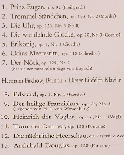 Loewe,Carl: Balladen, Prinz Eugen,DieUhr..Rstoc, Telefunken(SMT 1061), D,  - LP - K853 - 9,00 Euro