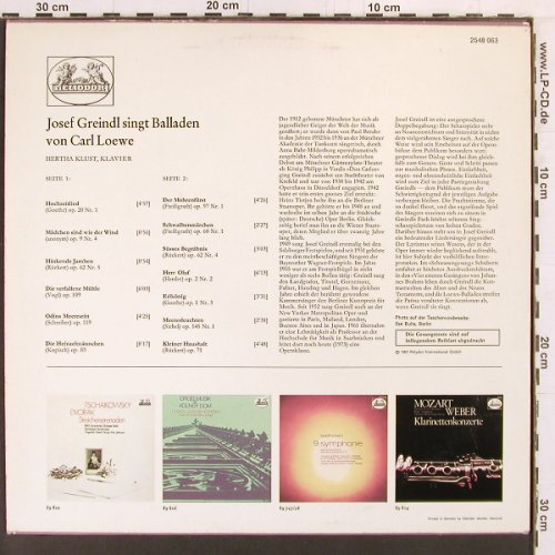 Greindl,Josef: Loewe-Balladen, Hertha Klust, Piano, Heliodor(2548 063), D, m-/vg+,  - LP - K856 - 6,00 Euro