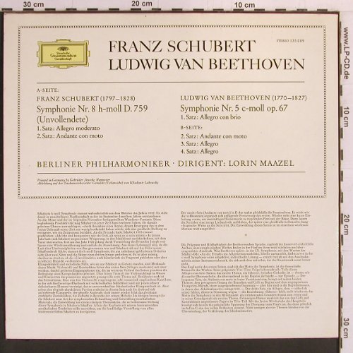 Schubert,Franz / Beethoven: Symfhonie Nr.8 h-moll/Sinfonie Nr.5, D.Gr. (135 089), D, Ri Typ: LP Best.-Nr.: K875 Preis: 7,50 Euro