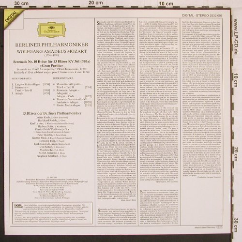 Mozart,Wolfgang Amadeus: Serenade KV361,B-dur,f. 13 Bläser, D.Gr. Digital(2532 089), D, 1983 - LP - K879 - 6,00 Euro