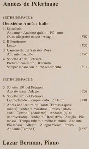 Liszt,Franz: Annees De Pelerinage Italie, D.Gr.(2531 258), D, 1977 - LP - K883 - 9,00 Euro
