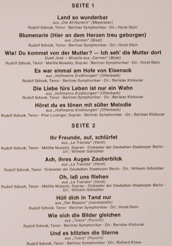 Schock,Rudolf: Land So Wunderbar, Electrola (SME 80 917), D Typ: LP Best.-Nr.: K88 Preis: 7,50 Euro