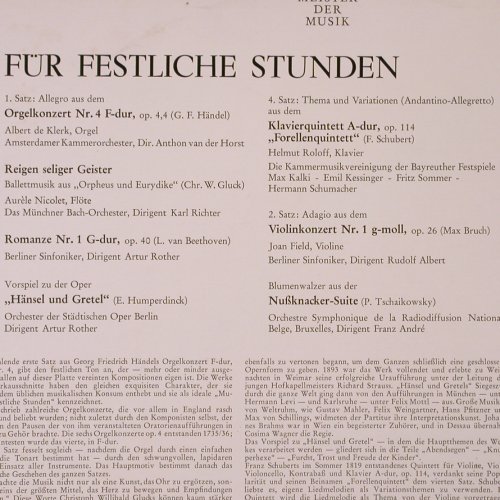 V.A.Für Festliche Stunden: Händel, Gluck, Bruch, Beeth..., Telefunken (MT 1038), D, 7Tr. Typ: LP Best.-Nr.: K89 Preis: 7,50 Euro