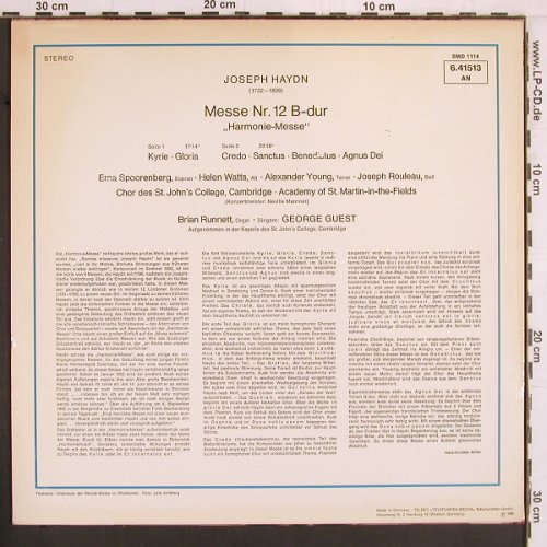 Haydn,Joseph: Messe Nr.12 B-dur, Harmoniemesse, Decca (6.41513 AN), D,m-/vg+ Typ: LP Best.-Nr.: K901 Preis: 6,00 Euro