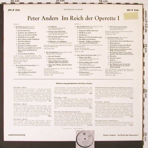 Anders,Peter: Im Reich der Operette 1 ,hist.rec., Telefunken (HT-P 516), D, Promo Typ: LP Best.-Nr.: K90 Preis: 7,50 Euro