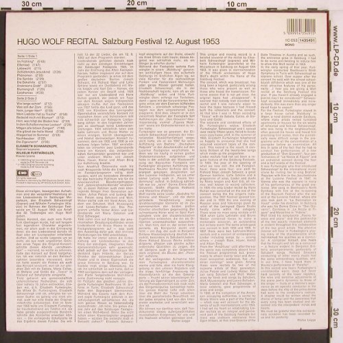 Wolf,Hugo: Recital-SalzburgFestival 12.08.1953, EMI(1435491), D,Mono,Ri, 1983 - LP - K914 - 12,50 Euro