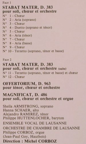 Schubert,Franz: Stabat Mater,Offertorium Magnificat, Erato (STU 71 262), F, Foc, 1980 Typ: LP Best.-Nr.: K922 Preis: 7,50 Euro