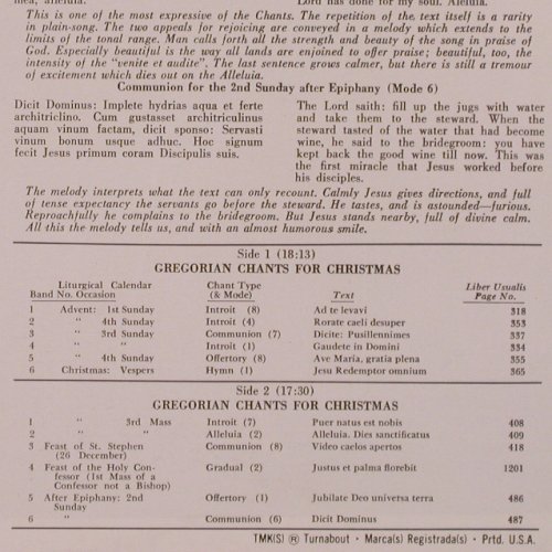 V.A.Gregorian Chants for Christmas: Choir of the Vienna Hofburgkapelle, Turnabout Vox (TV 34181S), US, FS-New Typ: LP Best.-Nr.: K928 Preis: 9,00 Euro