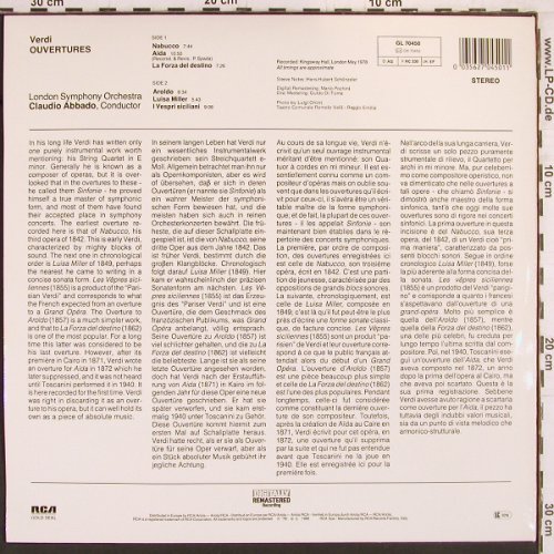Verdi,Giuseppe: Ouvertures, Nabucco... I Vespri sic, RCA Gold Seal (GL 70450), I, 1986 Typ: LP Best.-Nr.: K935 Preis: 6,00 Euro