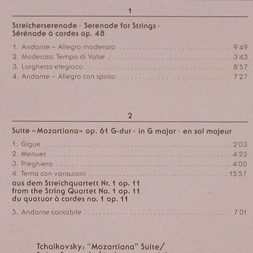 Tschaikowsky,Peter: Streicherserenade op.48, op.61g-dur, Novalis (150 057-1), CH, 1989 Typ: LP Best.-Nr.: K940 Preis: 7,50 Euro