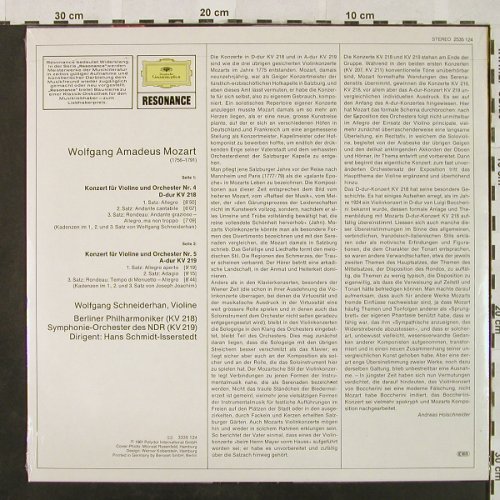 Mozart,Wolfgang Amadeus: Violinkonzerte Nr.4 & 5, FS-New, D.Gr. Resonance (2535 124), D,Ri Typ: LP Best.-Nr.: K950 Preis: 12,50 Euro
