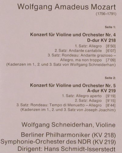 Mozart,Wolfgang Amadeus: Violinkonzerte Nr.4 & 5, FS-New, D.Gr. Resonance (2535 124), D,Ri Typ: LP Best.-Nr.: K950 Preis: 12,50 Euro