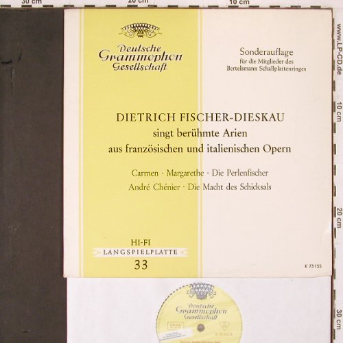 Fischer-Dieskau,Dietrich: singt berühmteArien franz,ital.Oper, D.Gr. (K 73 155), D,Club Ed., 1963 Typ: 10" Best.-Nr.: K956 Preis: 5,00 Euro