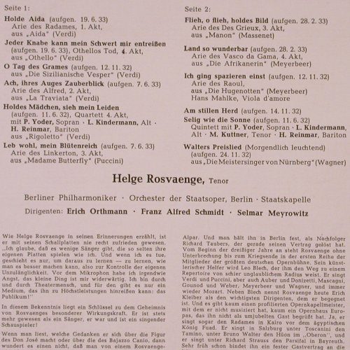 Rosvaenge,Helge: Historische Aufnahmen 1932-33, Telefunken (HAT 24), D, vg+/m- Typ: LP Best.-Nr.: K95 Preis: 6,00 Euro