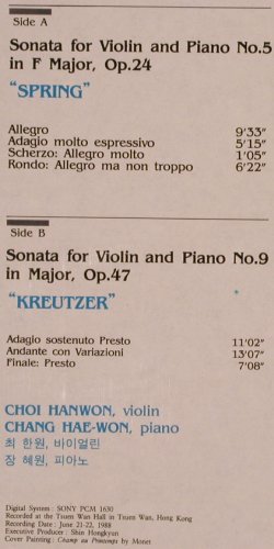 Beethoven,Ludwig van: Sonatas for Violin&Piano,No 5, 9, Cantabile,FS-New(SXCR-009), Korea, 1989 - LP - K961 - 70,00 Euro
