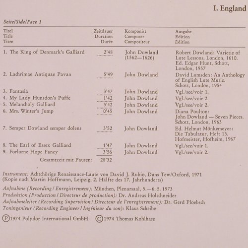 V.A.Musik für Laute: I.England, Foc, Archiv Produktion(2533 157), D, 1974 - LP - K969 - 7,50 Euro