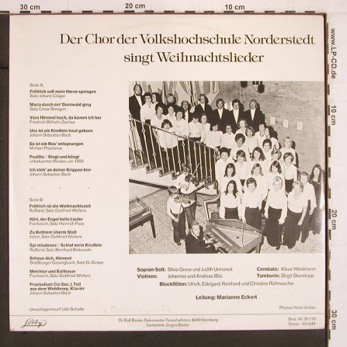Chor der Volkshochschul Norderstedt: singt Weihnachtslieder, Lorby (Bi-718), D, 1974 Typ: LP Best.-Nr.: K971 Preis: 9,00 Euro