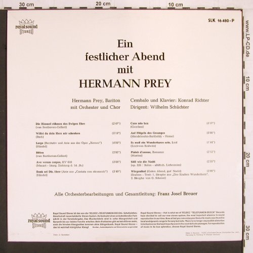Prey,Hermann: Ein Festlicher Abend, (Like New), Decca(SLK 16 480-P), D, 1967 - LP - K975 - 9,00 Euro
