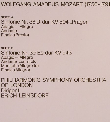 Mozart,Wolfgang Amadeus: Sinfonien Nr.38 "Prager" / Nr.39, Gloria (C 045-90 317), D, 1969 Typ: LP Best.-Nr.: K991 Preis: 7,50 Euro