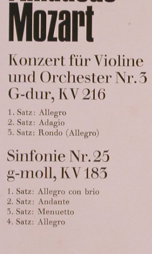 Mozart,Wolfgang Amadeus: Violinkonzerte Nr.3 G-dur /Sinfonie, Orbis / Melodia (77 047), D Typ: LP Best.-Nr.: K999 Preis: 8,00 Euro