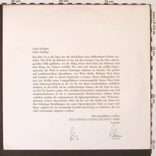 V.A.Aus der Welt der Oper: Leoncavallo...Mozart, Auszüge, Foc, Electrola, Promo (2 YRA 50320), D Typ: LP Best.-Nr.: K99 Preis: 5,00 Euro