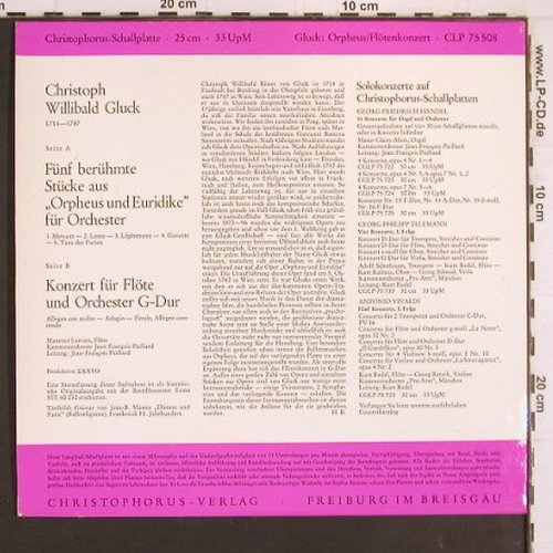 Gluck,Christoph Willibald: Flötenkonzert G-Dur,..aus Orpheus, Christophorus/Erato(CLP 75 508), D, Mono,  - 10inch - L1065 - 6,00 Euro