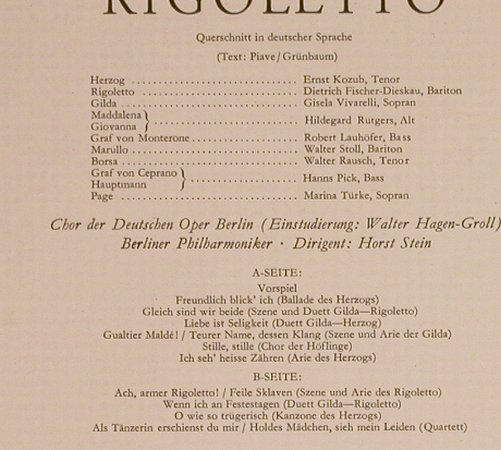 Verdi,Giuseppe: Rigoletto-Auszüge , in deutsch, D.Gr.(LPEM 19 412), D, 1964 - LP - L1182 - 9,00 Euro