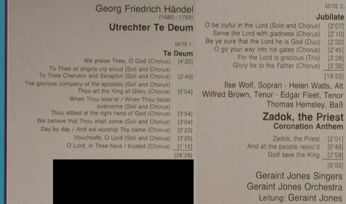 Händel,Georg Friedrich: Utrechter TeDeum / Jubilate, Archiv(2547 022), D, Ri, 1958 - LP - L1192 - 6,00 Euro