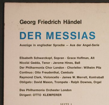 Händel,Georg Friedrich: Der Messias - Auszüge, m-/vg+, EMI(C 063-01 430), D, Ri, 1965 - LP - L1195 - 5,00 Euro