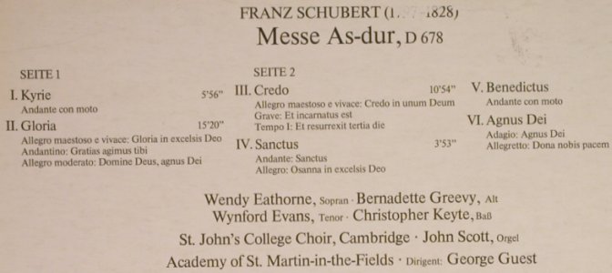Schubert,Franz: Messe AS-Dur, D.678, m-/vg+, Decca(6.42275), D, 1977 - LP - L1207 - 5,00 Euro