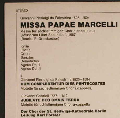 Palestrina,Giovani Pierluigi da: Missa Papae Marcelli, Emidisc(C 047-50 516), D,  - LP - L1260 - 6,00 Euro