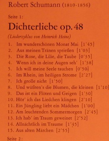 Schumann,Robert: Dichterliebe / Liederkreis op.24, Deutsche Grammophon(2530 353), UK/D, 1972 - LP - L1296 - 6,00 Euro