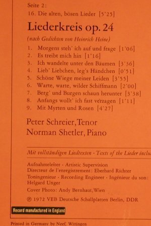 Schumann,Robert: Dichterliebe / Liederkreis op.24, Deutsche Grammophon (2530 353), UK/D, 1972 Typ: LP Best.-Nr.: L1296 Preis: 6,00 Euro