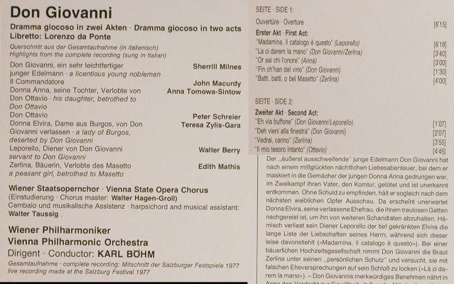 Mozart,Wolfgang Amadeus: Don Giovanni - Querschnitt, D.Gr.(2537 050), D, 1979 - LP - L1384 - 5,00 Euro