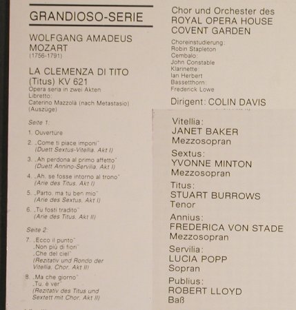 Mozart,Wolfgang Amadeus: La Clemenza Di Tito, Auszüge, Philips (6570 100), NL, 1978 Typ: LP Best.-Nr.: L1386 Preis: 6,00 Euro