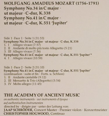 Mozart,Wolfgang Amadeus: Symphonie Nr.41, 34 -Jupiter, Decca(6.42974), D, Ri, 1984 - LP - L1390 - 6,00 Euro