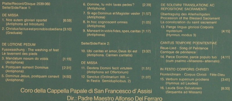 V.A.Gregorianische Gesänge Aus: Assisi, 42 Tr., Foc, Deutsche Gramophon (2726 004), D, 1966 Typ: 2LP Best.-Nr.: L1421 Preis: 7,50 Euro