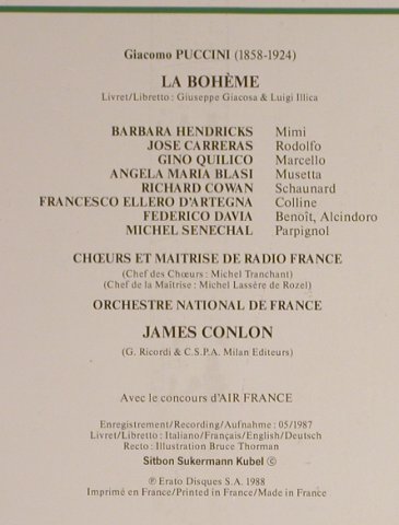 Puccini,Giacomo: La Boheme,Box, FS-New, Erato/Air France (NUM 75450), F, 1988 Typ: 2LP Best.-Nr.: L1427 Preis: 15,00 Euro