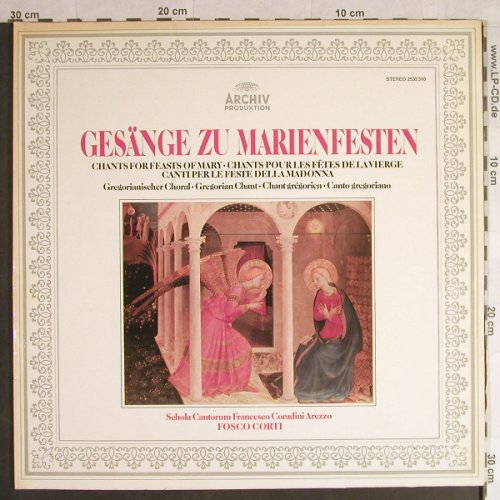 Schola Cantorum Francesco Coradini: Gesänge zu Marienfesten, Foc, Archiv Produktion (2533 310), D,m-/vg+, 1972 Typ: LP Best.-Nr.: L1443 Preis: 5,00 Euro