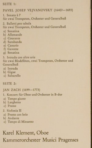 Vejvanovsky,Pavel Josef /Jan Zach: Festliche Bläserkonzerte Aus Böhmen, Schwann(VMS 804), D, 1968 - LP - L1461 - 6,00 Euro