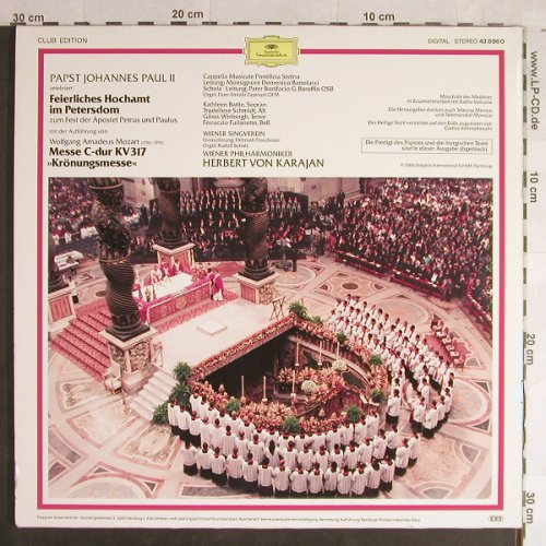 Karajan,Herbert von/Papst J.Paul II: Feierliches Hochamt im Petersdom, D.Gr.(43 896 0), D,Club Ed.,  - LP - L1505 - 7,50 Euro