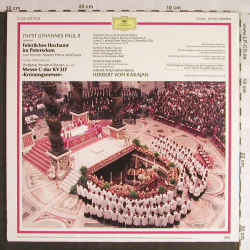 Karajan,Herbert von/Papst J.Paul II: Feierliches Hochamt im Petersdom, D.Gr. (43 896 0), D,Club Ed. Typ: LP Best.-Nr.: L1505 Preis: 7,50 Euro
