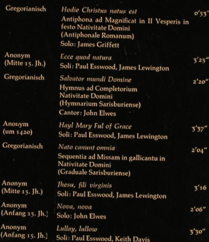 Pro Cantione Antiqva, London: A Christmas Sequence, Foc, Harmonia Mundi(065-99 808), D, 1975 - LP - L1507 - 6,00 Euro