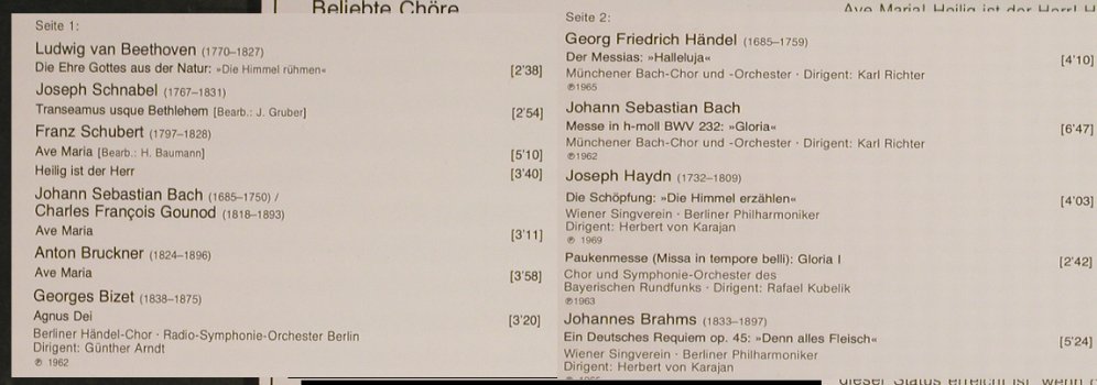 V.A.Die Himmel rühmen: Beliebte Chöre v. Beeth.,Schubert.., D.Gr. Favorit (2535 609), D, Ri, 1978 Typ: LP Best.-Nr.: L1512 Preis: 5,00 Euro
