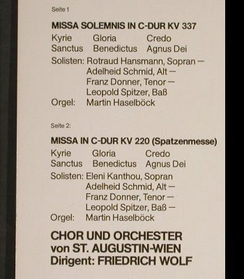 Mozart,Wolfgang Amadeus: Missa Solemnis/Spatzenmesse, Philips (6598 853), A, 1977 Typ: LP Best.-Nr.: L1609 Preis: 6,00 Euro